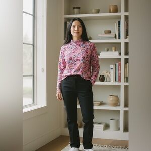 Denim & Co Adaptive Floral Knit Top NWT • Medium • Soft Stretch Everyday Ease